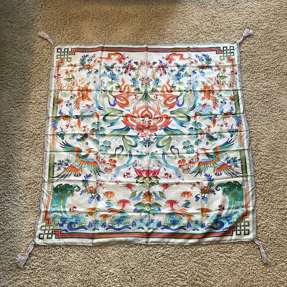 Johnny Was Blue Sky 100% Silk Scarf